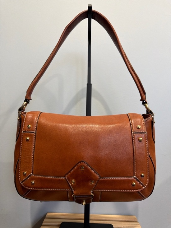 Handbags - NWT! Cole Haan Vintage Cognac Leather Shoulder Bag Studded Buckle Flap Y2K Luxe